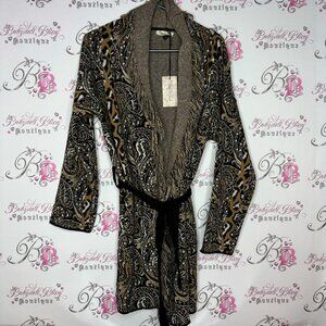 Nada Del Riccio cardigan wrap belted belt sweater fringe made in Italy brand new